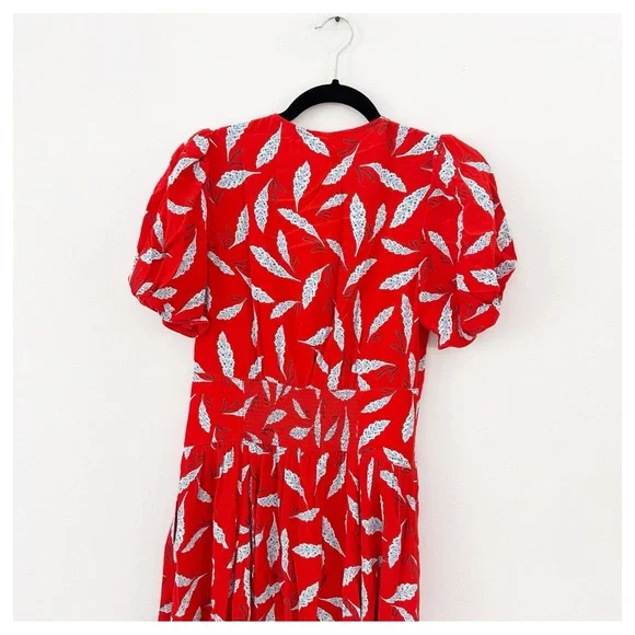 Diane Von Furstenberg Cordelia Vibrant Red Midi Dress with White Pattern - Picture 7 of 9